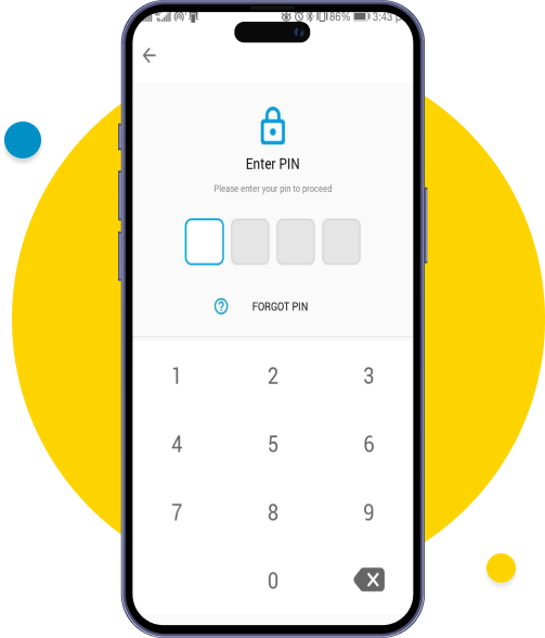 WavePay အကောင့် PIN နံပါတ် ၄လုံးကိုရိုက်ထည့်ပါ။