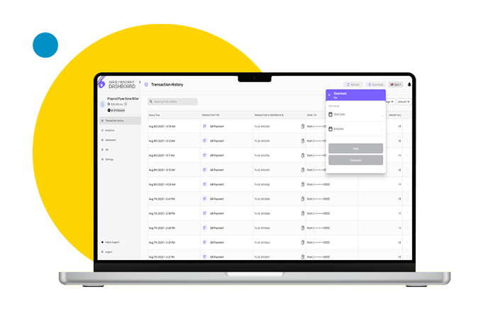 Transaction History အတွက် စတင်မည့်ရက်စွဲကို ရွေးပါ။