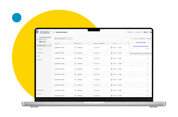 ငွေပမာဏအလိုက် transaction history စစ်ထုတ်နိုင်ပါတယ်။